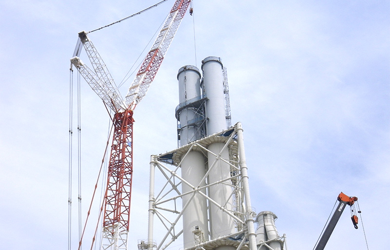 Demolition of Grouped Steel Chimneys (Special Stage Construction)